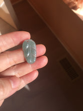 Load image into Gallery viewer, 100% natural type A icy watery light green gray Guatemala jadeite leaf pendant PD7
