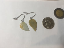 Load image into Gallery viewer, 100% natural type A yellow white jadeite jade leaf earring PC25-8
