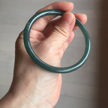 Load image into Gallery viewer, 60mm Certified Type A 100% Natural dark green/blue/gray with Guatemala slim round cut Jadeite bangle PE49-7058
