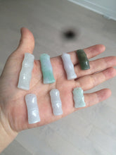 Load image into Gallery viewer, 100% Natural type A green/white/purple Jadeite Jade bamboo pendant group AC81

