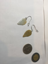 Load image into Gallery viewer, 100% natural type A yellow white jadeite jade leaf earring PC25-8

