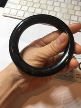 Load image into Gallery viewer, 62.6mm certified 100% Natural black meteorite chubby round cut nephrite(墨玉 MoYu) bangle HN94-6438
