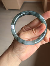 Load image into Gallery viewer, 56mm Certified Type A 100% Natural icy watery dark green/purple/gray round cut Jadeite bangle AA130-6924
