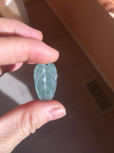 Load image into Gallery viewer, 100% natural type A icy watery light green gray Guatemala jadeite leaf pendant PD7
