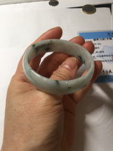 Load image into Gallery viewer, 53mm certified 100% natural Type A light green white with green floating flowers thin jadeite bangle PF56-5636
