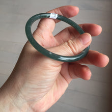 Load image into Gallery viewer, 60mm Certified Type A 100% Natural dark green/blue/gray with Guatemala slim round cut Jadeite bangle PE49-7058
