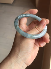 Load image into Gallery viewer, 56.3mm Certified Type A 100% Natural dark green/purple/gray round cut Jadeite bangle AA129-6929

