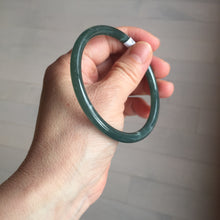 Load image into Gallery viewer, 60mm Certified Type A 100% Natural dark green/blue/gray with Guatemala slim round cut Jadeite bangle PE49-7058
