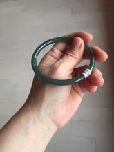 Load image into Gallery viewer, 60mm Certified Type A 100% Natural dark green/blue/gray with Guatemala slim round cut Jadeite bangle PE49-7058
