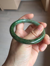 Load image into Gallery viewer, 55.5mm certified 100% natural Type A sunny green, oily dark green gray brown black Mountain After Rain(空山如洗) round cut jadeite jade bangle AZ174-1026
