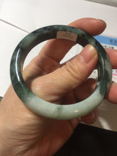 Load image into Gallery viewer, 54mm certified 100% natural Type A dark green white jadeite jade bangle AA43-5316
