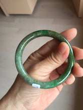 Load image into Gallery viewer, 55.5mm certified 100% natural Type A sunny green, oily dark green gray brown black Mountain After Rain(空山如洗) round cut jadeite jade bangle AZ174-1026
