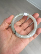 Load image into Gallery viewer, 53.3mm certified 100% natural Type A light green yellow with floating seaweed round cut jadeite jade bangle BM63-6612
