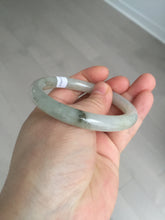 Load image into Gallery viewer, 53.3mm certified 100% natural Type A light green yellow with floating seaweed round cut jadeite jade bangle BM63-6612
