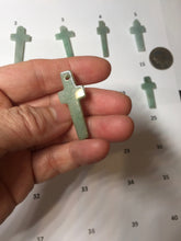 Load image into Gallery viewer, 100% Natural type A light green gray jadeite Jade Hand-held cross or cross pendant necklace PA208
