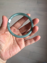 Load image into Gallery viewer, 54.2mm Certified Type A 100% Natural dark green/blue/gray with Guatemala slim round cut Jadeite bangle PE48-7033
