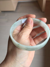 Load image into Gallery viewer, 68.3mm certified 100% natural Type A ligit green white with green floating flowers thin jadeite jade bangle AZ173-1027
