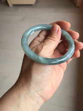Load image into Gallery viewer, 55.5mm Certified Type A 100% Natural dark green/purple/gray round cut Jadeite bangle AA127-6935
