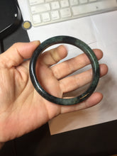 Load image into Gallery viewer, AllaboutjadeCanada.com only 61.8mm type A 100% Natural dark green black MoCui(墨翠) Jadeite bangle PC195
