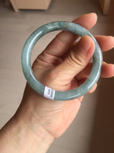 Load image into Gallery viewer, 55.5mm Certified Type A 100% Natural dark green/purple/gray round cut Jadeite bangle AA127-6935
