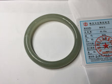 Load image into Gallery viewer, 54.5mm certified 100% Natural icy watery dark green gray nephrite bangle HN154-9685
