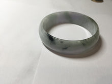 Load image into Gallery viewer, 52mm certified 100% natural Type A light green white purple gray with green floating flowers thin jadeite bangle PF57-5619
