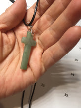 Load image into Gallery viewer, 100% Natural type A light green gray jadeite Jade Hand-held cross or cross pendant necklace PA208
