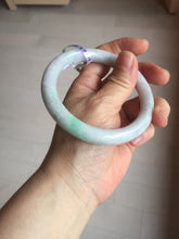 Load image into Gallery viewer, 59mm certified 100% natural type A light green/white/purple slim round cut jadeite jade bangle PC34-2674
