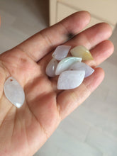 Load image into Gallery viewer, 100% natural type A jadeite jade icy watery Willow leaf/petal/peach pendant group AC79
