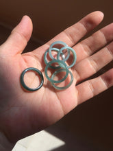 Load image into Gallery viewer, 17.1mm 6 3/4 100% natural type A icy watery green/blue icy watery Guatemala jadeite jade band ring group BP80
