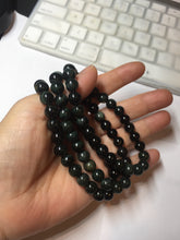 Load image into Gallery viewer, AllaboutjadeCanada.com only. 6.5-7.5mm 100% natural black/blue/green/brown(Wuji, Mocui) jadeite jade beads bracelet AK8 (Add on item, not sale individually. ) .
