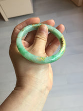 Load image into Gallery viewer, 58.5mm Certified 100% Natural type A icy watery green/light with green flying flowers carved and golden-painted Jadeite Jade bangle PA166-4652
