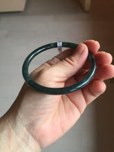 Load image into Gallery viewer, 61mm Certified Type A 100% Natural dark green/blue/gray Guatemala slim round cut Jadeite bangle BP199-5515
