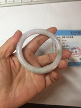 Load image into Gallery viewer, 54.3mm Certified Type A 100% Natural light green purple round cut jadeite Jade bangle E138-4942
