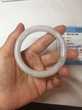Load image into Gallery viewer, 54.3mm Certified Type A 100% Natural light green purple round cut jadeite Jade bangle E138-4942
