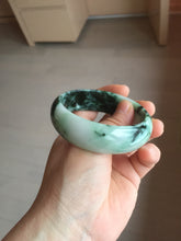 Load image into Gallery viewer, 57mm Certified Type A 100% Natural sunny green/dark green/purple/white Spring Forest broad Jadeite bangle PF58-0579
