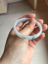 Load image into Gallery viewer, 50.3mm certified 100% natural Type A sunny green white/purple(春带彩) slim jadeite jade bangle BS166-1621
