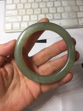 Load image into Gallery viewer, 55mm certified 100% Natural dark green gray flat nephrite bangle HN155-9687
