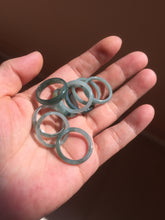 Load image into Gallery viewer, 17.7mm 7 1/2 100% natural type A icy watery green/blue icy watery Guatemala jadeite jade band ring group BP77
