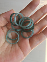 Load image into Gallery viewer, 17.7mm 7 1/2 100% natural type A icy watery green/blue icy watery Guatemala jadeite jade band ring group BP77
