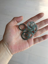 Load image into Gallery viewer, 17.7mm 7 1/2 100% natural type A icy watery green/blue icy watery Guatemala jadeite jade band ring group BP77
