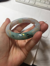 Load image into Gallery viewer, 53.2mm 100% Natural type A sunny green purple carved flowers golden-painted Jadeite Jade bangle PE42
