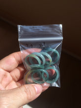 Load image into Gallery viewer, 17.9mm 7 3/4 100% natural type A icy watery green/blue Guatemala jadeite jade band ring group  BP76
