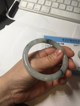 Load image into Gallery viewer, 53.4mm Certified Type A 100% Natural icy watery light green white roung cut jadeite Jade bangle AU51-8147
