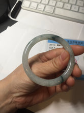 Load image into Gallery viewer, 53.4mm Certified Type A 100% Natural icy watery light green white roung cut jadeite Jade bangle AU51-8147
