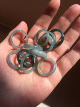 Load image into Gallery viewer, 17.9mm 7 3/4 100% natural type A icy watery green/blue Guatemala jadeite jade band ring group  BP76
