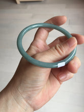 Load image into Gallery viewer, 63mm Certified Type A 100% Natural Light Blue Green Gray Ru Kiln Sky Celadon Blue (汝窑天青蓝) Guatemala Jadeite Jade Slim Round Bangle AZ167-8632

