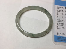 Load image into Gallery viewer, 52mm Certified Type A 100% Natural icy watery light green/dark green/black oval Jadeite bangle PD108-8546
