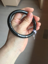 Load image into Gallery viewer, 58.5mm 100% Natural dark green/black meteorite Stellar Night sky round cut nephrite bangle HF105-8794
