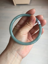 Load image into Gallery viewer, 63mm Certified Type A 100% Natural Light Blue Green Gray Ru Kiln Sky Celadon Blue (汝窑天青蓝) Guatemala Jadeite Jade Slim Round Bangle AZ167-8632
